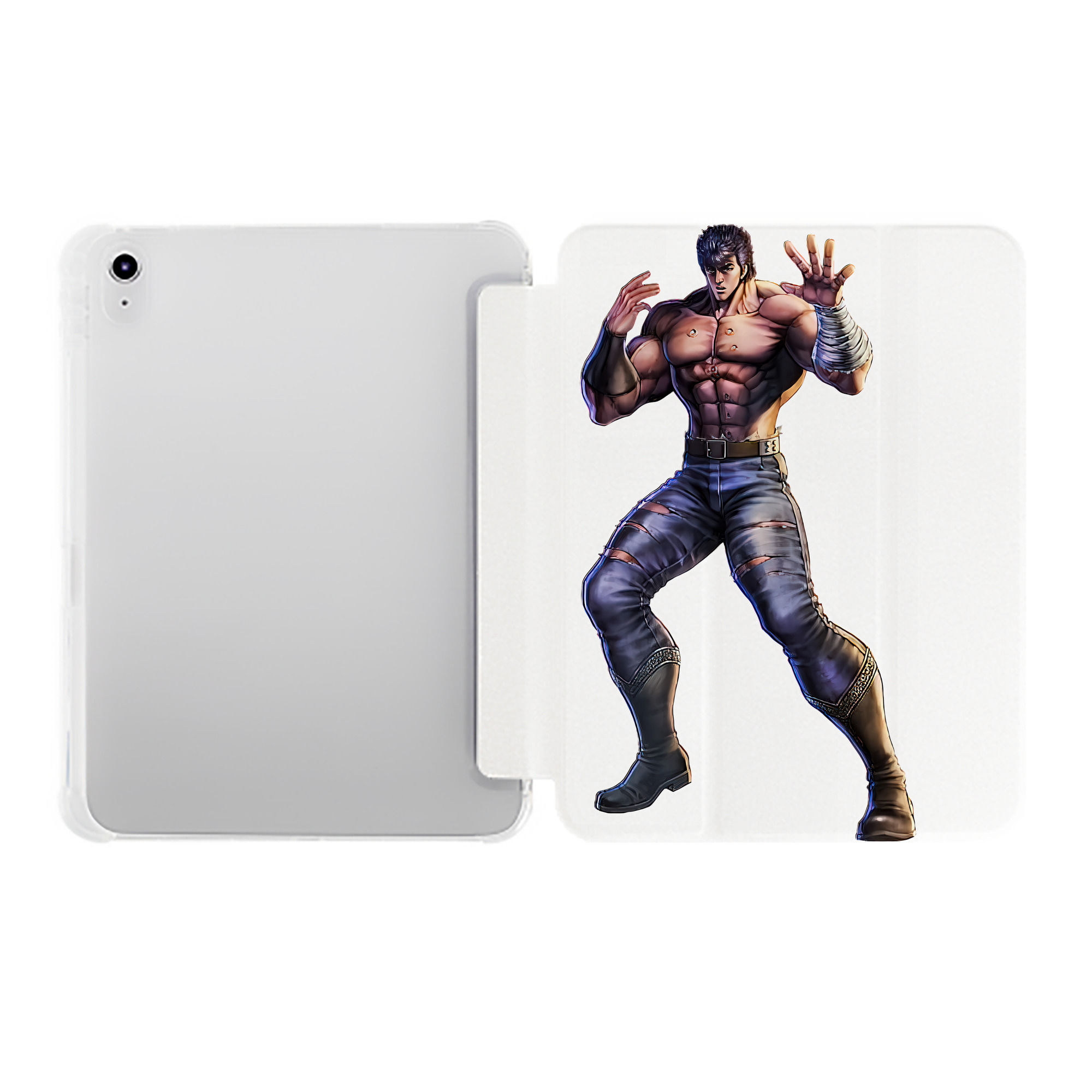 （画像用） 北斗の拳 Fist of the North Star IPad ケース ペン収納付き 三つ折りスタンド PUレザー×シリコン 対応機種9.5/10.5/10.9インチ